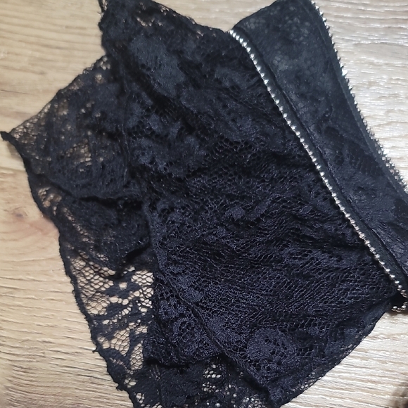 bebe Black Lace Embellished Keyhole Off-Shoulder Mini Dress - Picture 9 of 9